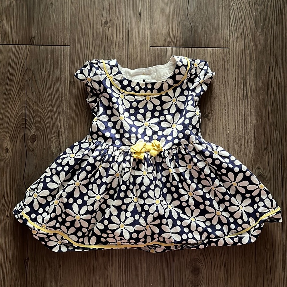 Gymboree 6-12 Months Blue & Yellow Floral Dress EUC